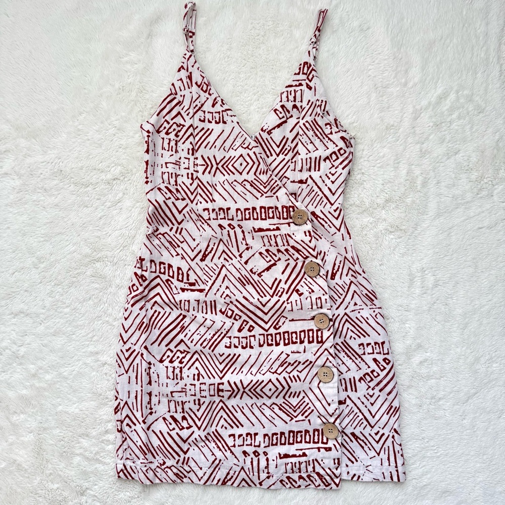 Forever 21 Contemporary Geometric Print Mini Dress Women’s XS Linen Blend Casual